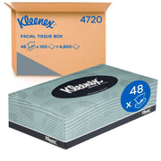 KLEENEX Facial Tissue Box (4720), 2 Ply Flat Box, 48 Boxes / Case, 100 Tissues / Box (4,800 Tissues)