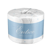 Roll of Entice toilet tissue on a white background