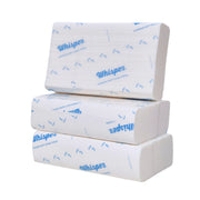 Stack of Whisper paper towels on a white background
