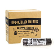 Austar 240L Black All Purpose Garbage Bag Rolls - AP240LT