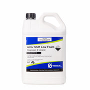 White bottle of Activ Shift Low Foam Degreaser & Cleaner with blue and yellow label on a white background