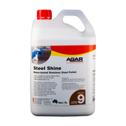 STEEL SHINE is a water-based cleaner that polishes stainless steel and aluminium surfaces with a deep shine. Stainless steel panels around lifts, finger-plates, architraves and handrails can be kept glossy, clean and free of finger-marks and smears by applying a thin film of STEEL SHINE. This shiny film enables marks and smears to be wiped off easily with a soft cloth.