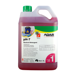 pH-7 is a neutral detergent that has a multitude of applications for cleaning hard surfaces. pH-7 has been specially formulated to be environmentally preferable.