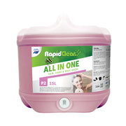 Pink container of RapidClean All in One hair, hand, and body wash on a white background