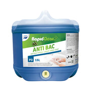 Blue container of RapidClean Anti Bac Antibacterial Liquid Hand Soap on a white background