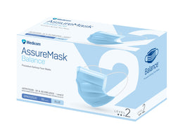 Box of Medicom AssureMask Balance face masks on a white background