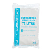 Austar 72L Contractor Natural HDPE Garbage Bags EHD