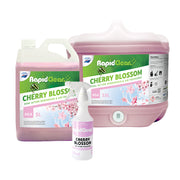 RapidClean Cherry Blossom air freshener and deodorizer products on a white background