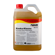 KOOKA-KLEENA is a concentrated detergent which is designed for removing fat, grease, carbon and burnt on food residues from ovens, grills, hotplates and deep fryers. KOOKA-KLEENA is ideal for use in all kitchens as well as on outdoor barbeque hotplates and grills. KOOKA-KLEENA does not contain caustic-based products and is safer to use.
