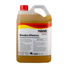 KOOKA-KLEENA is a concentrated detergent which is designed for removing fat, grease, carbon and burnt on food residues from ovens, grills, hotplates and deep fryers. KOOKA-KLEENA is ideal for use in all kitchens as well as on outdoor barbeque hotplates and grills. KOOKA-KLEENA does not contain caustic-based products and is safer to use.
