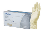 Medicom Latex Gloves – Natural, Disposable, Textured Grip, 100 Pack for medical, food, and cleaning use.