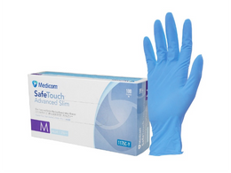 Medicom Nitrile Gloves – Powder-Free, Disposable, Latex-Free, Blue, 100 Pack for medical, lab, and food use.