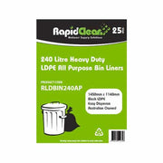 RapidClean All Purpose Black LDPE Garbage Bags 240L