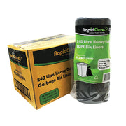 RapidClean Heavy Duty Black LDPE Garbage Bags 240L Roll
