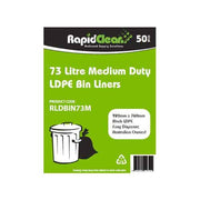RapidClean Medium Duty Black LDPE Garbage Bags 73L