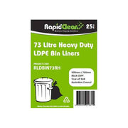 RapidClean Heavy Duty Black LDPE Garbage Bags 73L Roll