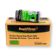 RapidClean Heavy Duty Black LDPE Garbage Bags 73L