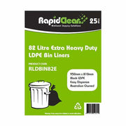 RapidClean Extra HD Black LDPE Garbage Bags 82L