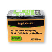 RapidClean Extra HD Black LDPE Garbage Bags 82L