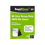 RapidClean Heavy Duty Black LDPE Garbage Bags 82L