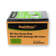 RapidClean Heavy Duty Black LDPE Garbage Bags 82L