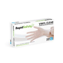 RapidSafety Vinyl Clear Powder Free Gloves