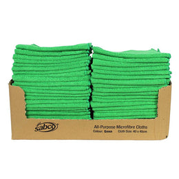 Sabco Professional Microfibre Cloths Bulk - 50pk Green