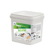 White container of RapidClean Eclipse laundry powder on a white background