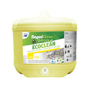 Yellow container of Rapid Clean EcoClean on a white background