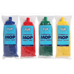 Edco Tuf Commercial Mop Head 400g – heavy-duty cleaning mop in blue, red, green, and yellow