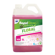 Pink and green container of Rapid Clean Green Floral air freshener on a white background