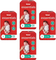 Huggies Newborn Nappies – Essentials Unisex, 0-5kg, 112 Pack, Leak Lock protection, ultra-absorbent, soft fit