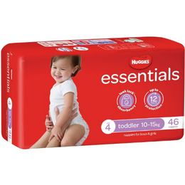 Huggies Toddler Nappies – Essentials Unisex, 10-15kg, 184 Pack, Leak Lock protection, ultra-absorbent, soft fit