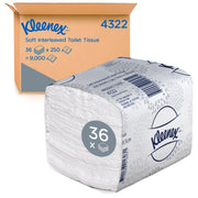 KLEENEX Soft Interleaved 2-Ply Toilet Paper (4322) - 36 Packs Per Case - FSC Certified