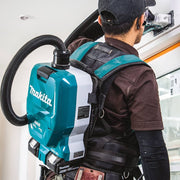 Makita Brushless Backpack Vacuum 18Vx2 with HEPA filtration – Cordless, lightweight commercial vacuum.