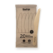 BioPak 25 Pack – 16cm Wooden Knife