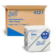 SCOTT Soft Interleaved 1-Ply Toilet Paper (4321) - 36 Packs Per Case - FSC Certified