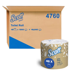 SCOTT 1-Ply Toilet Paper (4760) - 48 Rolls Per Case - FSC Certified