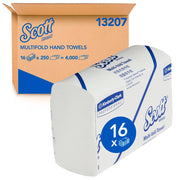 SCOTT Multifold Hand Towels – 4,000 Towels per Case, 16 Packs, High Absorbency, FSC-Certified, Bulk Paper Towels for Commercial Washrooms