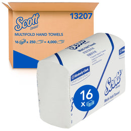 SCOTT Multifold Hand Towels – 4,000 Towels per Case, 16 Packs, High Absorbency, FSC-Certified, Bulk Paper Towels for Commercial Washrooms