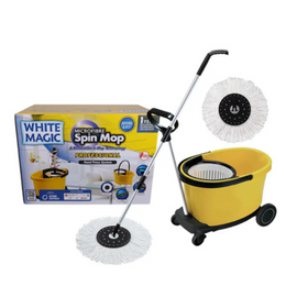 White Magic Professional Spin Mop Set – 360° Rotating Microfibre Mop